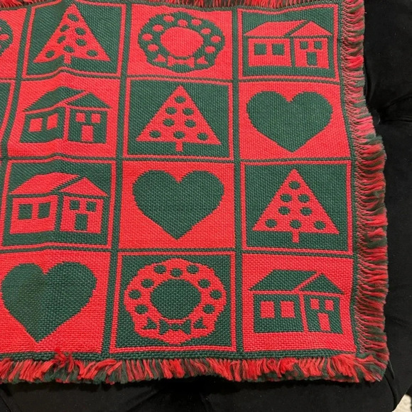 VTG Christmas Table Decor Runner Placemat Wreath Trees Hearts Country Cottage - Picture 4 of 7